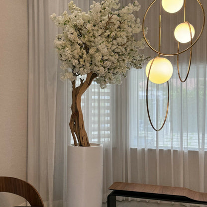 Matt Beige St. Tropez Vase with White Cherry Blossom Tree