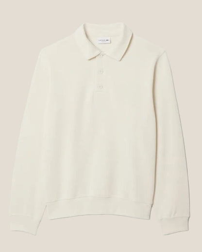 Ribbed Cotton Polo Collar Sweatshirt