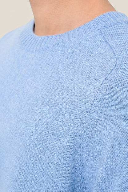 Maglione Girocollo In Lana Con Logo Bandierina Ricamato